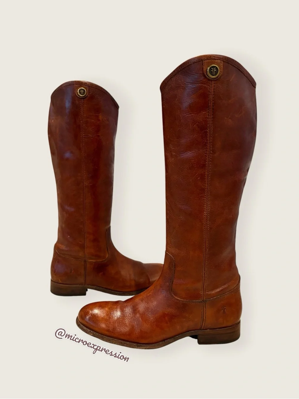 $399 Frye Melissa Button 2 Cognac Leather Equestrian Riding Knee High Tall Boots